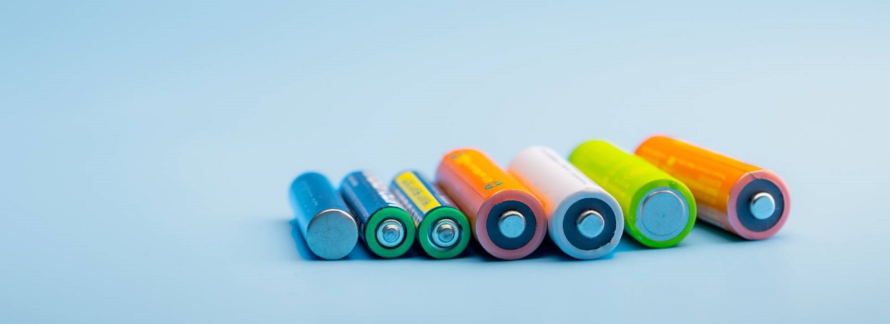 Rechargeable Battery on Blue Background