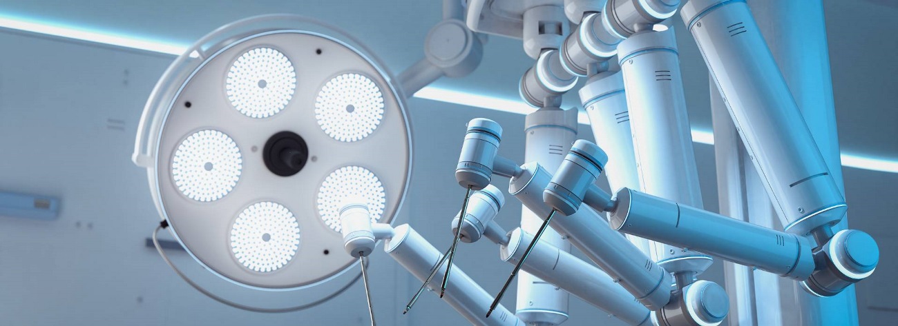 Robotic assisted surgery in operating room