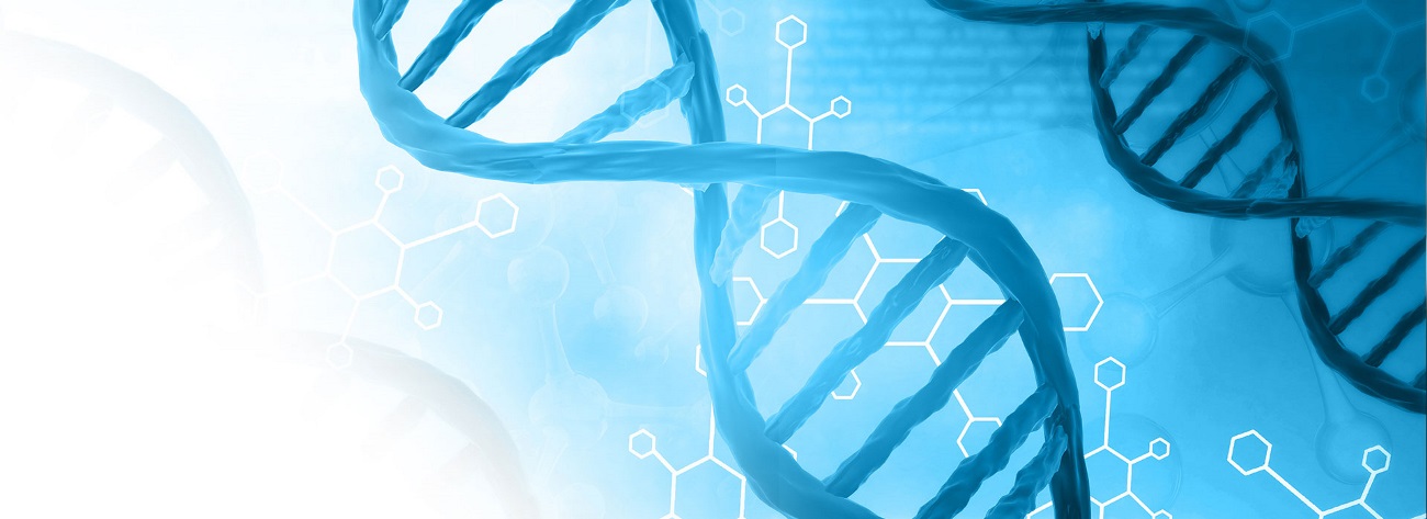 DNA structure in a blue scientific background