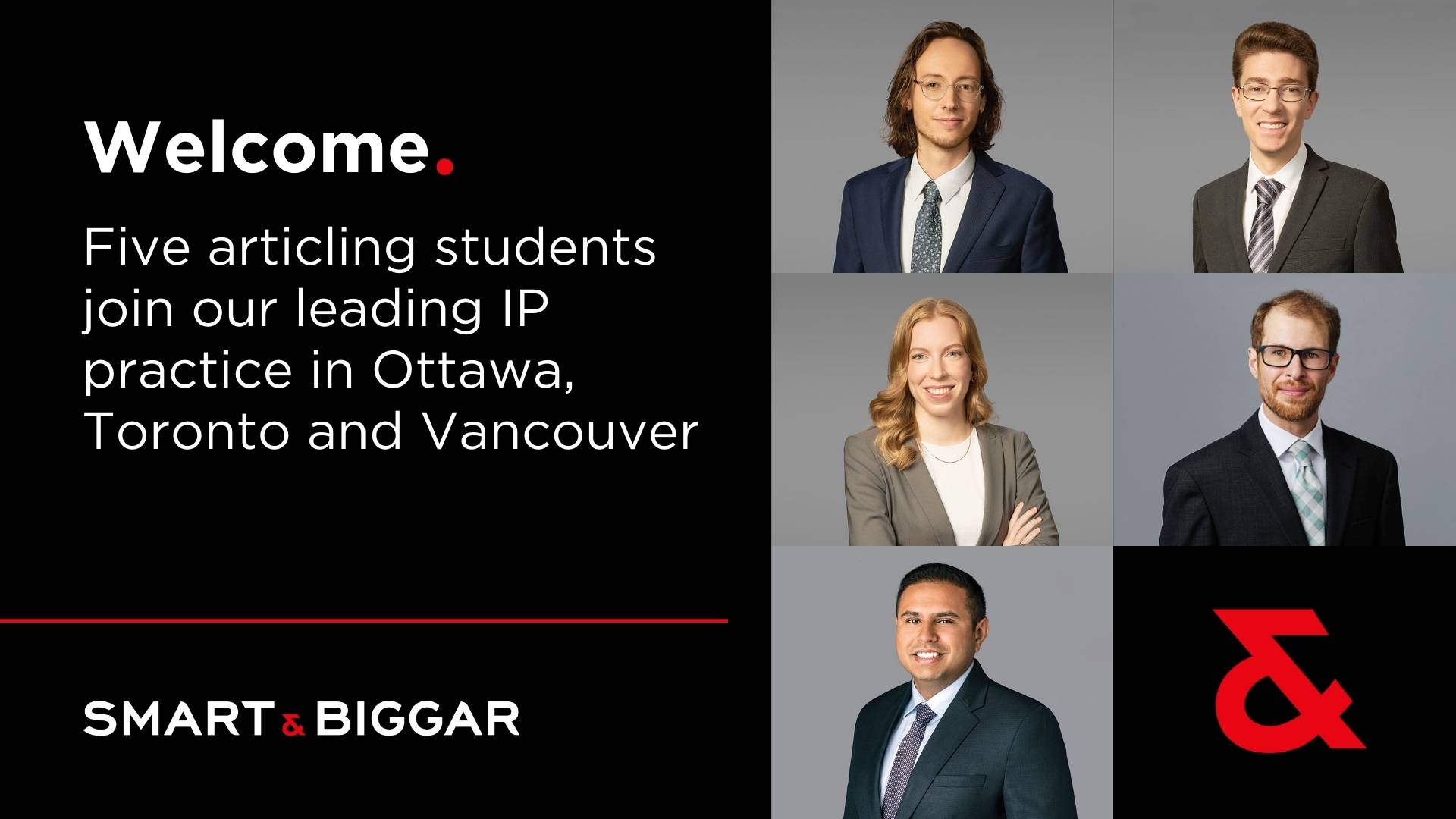 Smart & Biggar five articling students in Ottawa, Toronto and